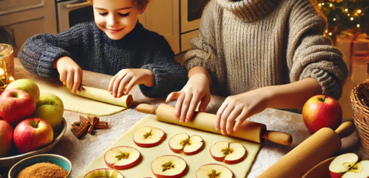 Apfelringe machen in der Kita Lamberti