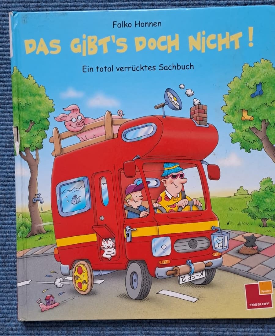 Sachbuch - Hardcover mit lustig gezeichnetem Wohnmobil.